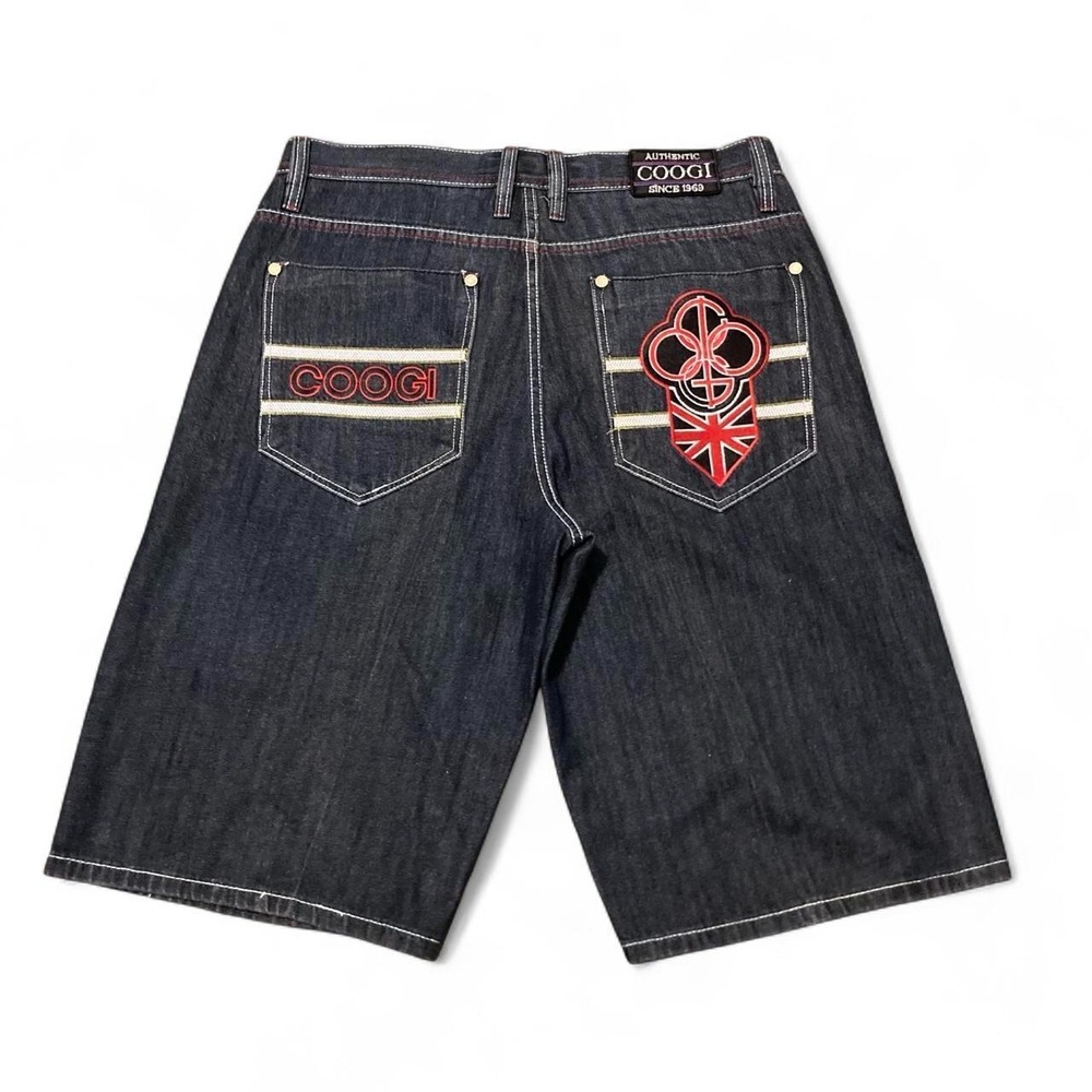 Coogi dark wash embroidered baggy jorts vintage hip hop Men's 36/15
